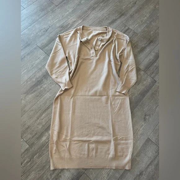 Beige Knit Sweater Dress XL - Picture 4 of 9